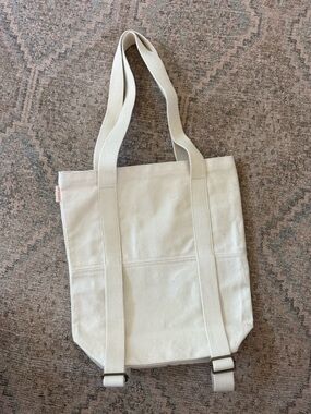 Canvas Yoga Mat Tote Backpack - Cream Cotton Carryall Workout Bag